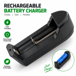 Universal Rechargeable Li-ion Battery Charger – Smart Auto-Stop AC Charger with LED Indicator for 18650, 14500, 16340 & More