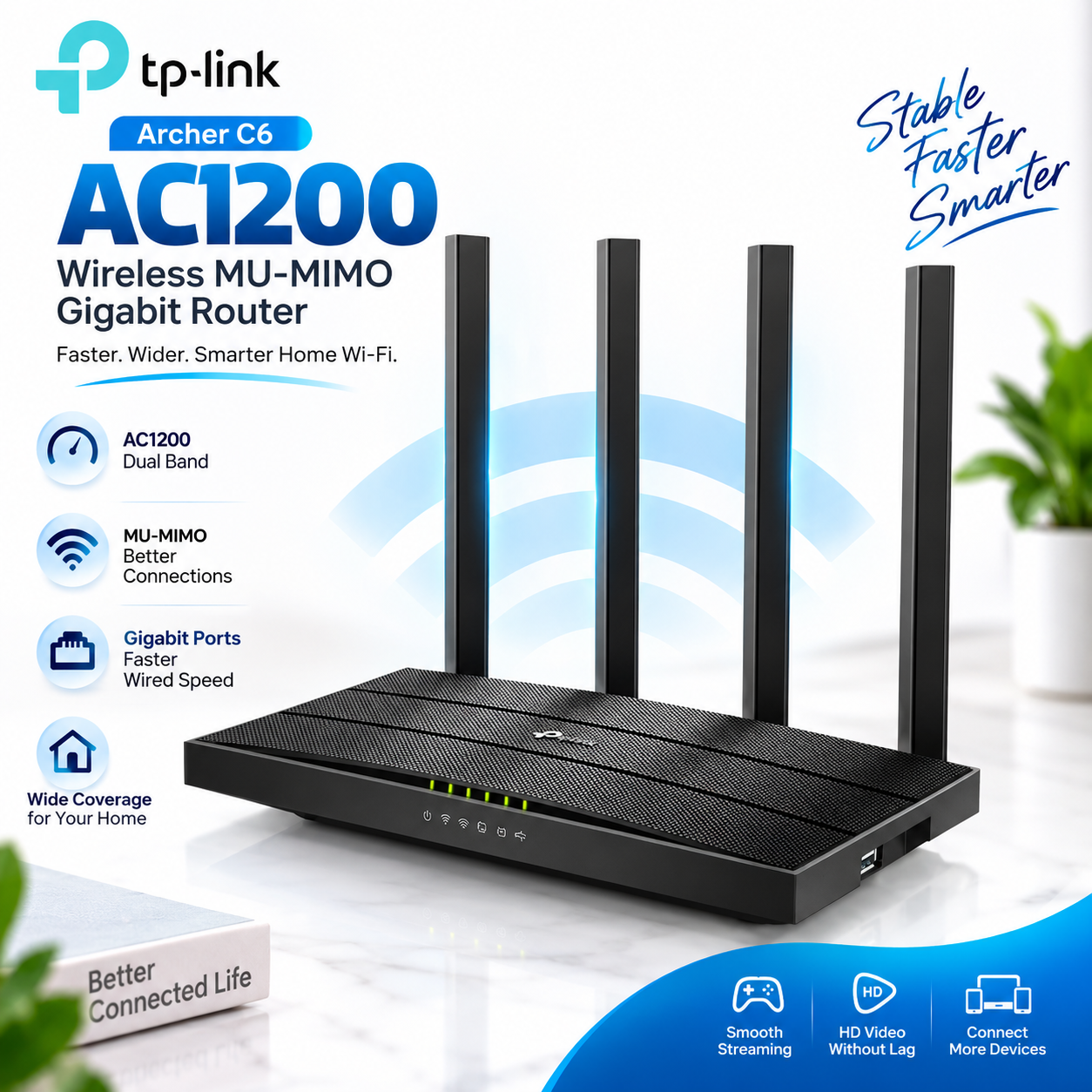 TP-Link Archer C6 AC1200 Dual-Band Gigabit Wi-Fi Router – MU-MIMO, Beamforming & OneMesh Support - Image 6