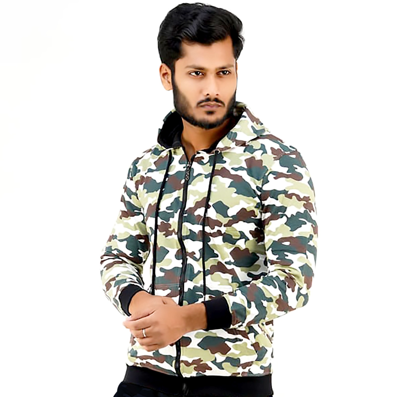 Men's Winter Hoodie Camo Cargo & Solid Color | Cotton Fleece Hoodie BD